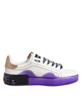 Dolce & Gabbana Weiße und Lila Leder-Sneaker mit niedrigem Schaft