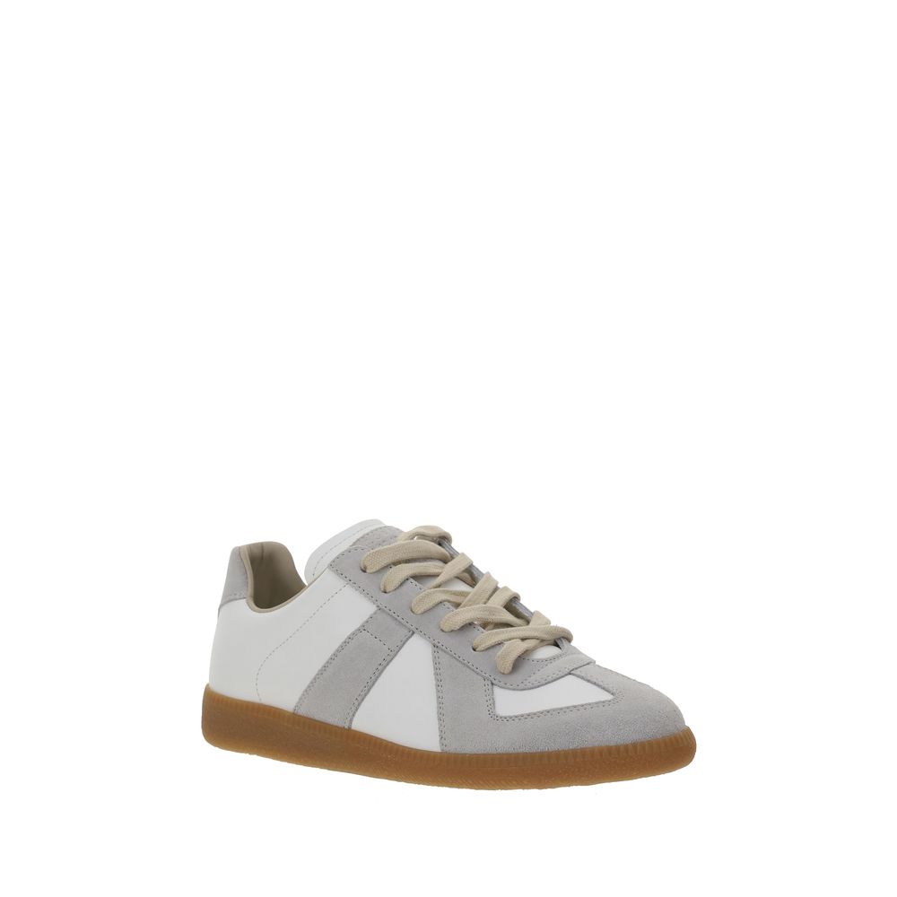 Maison Margiela Weiße Low-Top-Sneaker aus Kalbsleder Bos Taurus