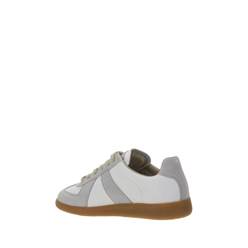 Maison Margiela Weiße Low-Top-Sneaker aus Kalbsleder Bos Taurus