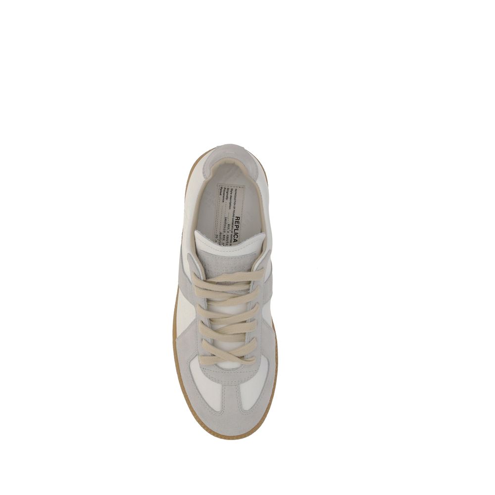 Maison Margiela Weiße Low-Top-Sneaker aus Kalbsleder Bos Taurus
