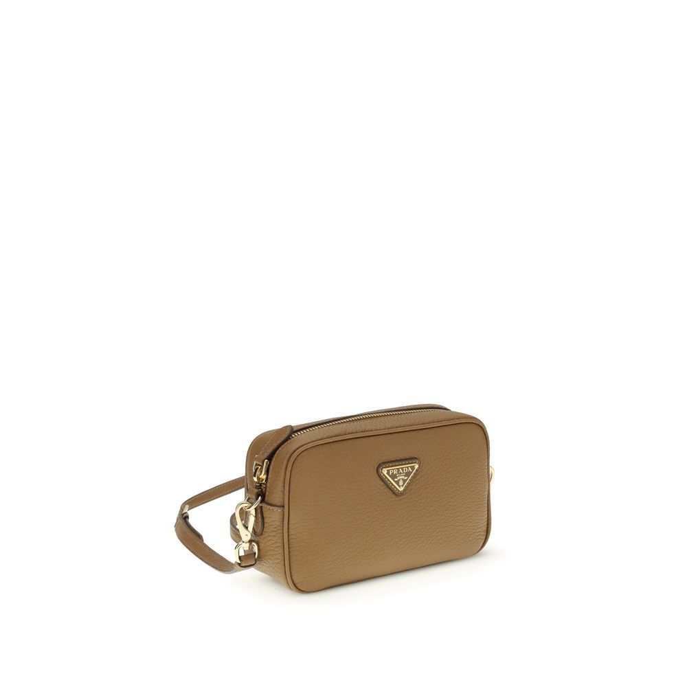 Prada Beigefarbene Kalbshaut Bos Taurus Schultertasche
