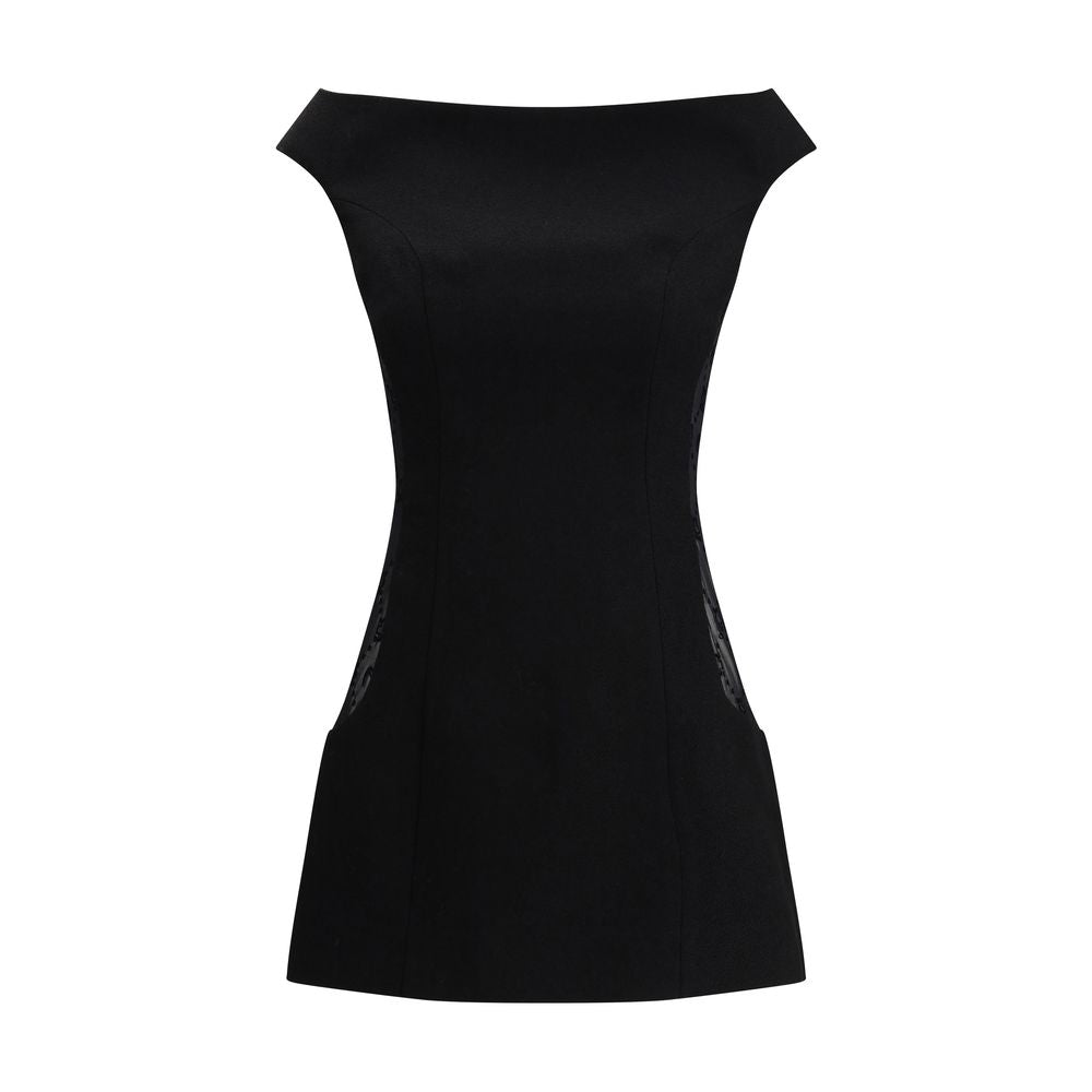 Marine Serre Black Bouclé Wool Dress