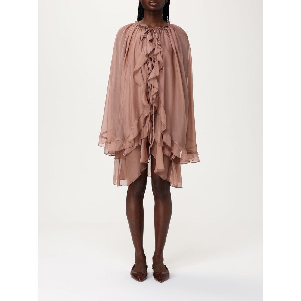 Tpn Beige Silk Casual Dress