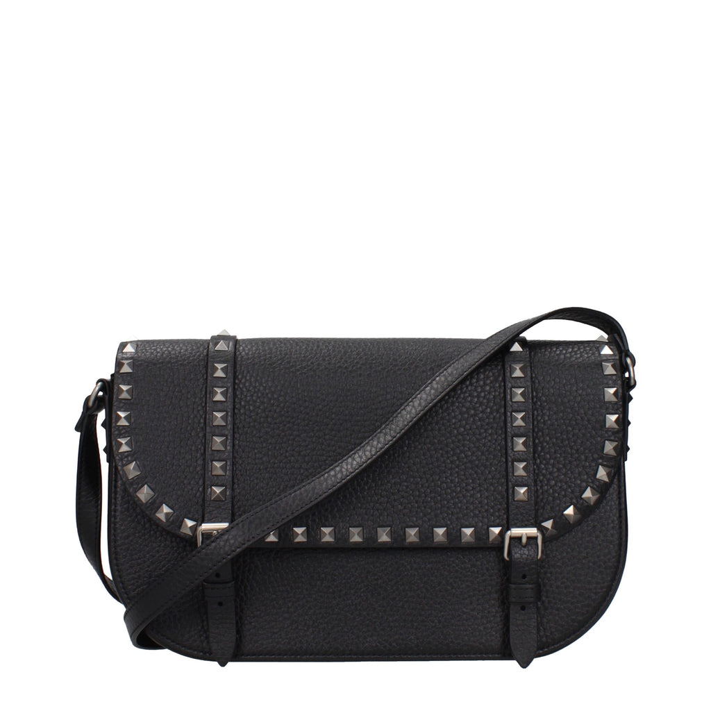 Valentino Garavani Schwarze Leder Umhängetasche