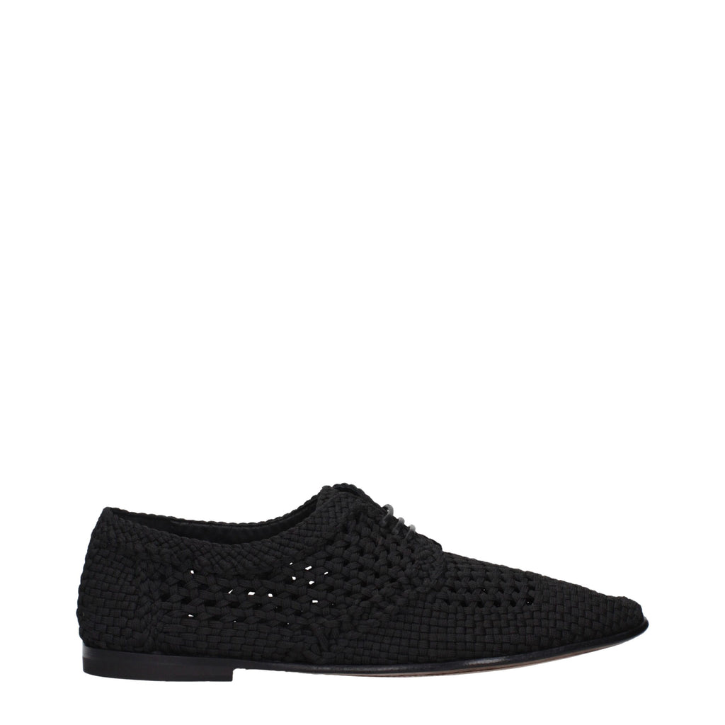 Dolce & Gabbana Schwarze Stoff-Schnürschuhe und -Derby-Schuhe