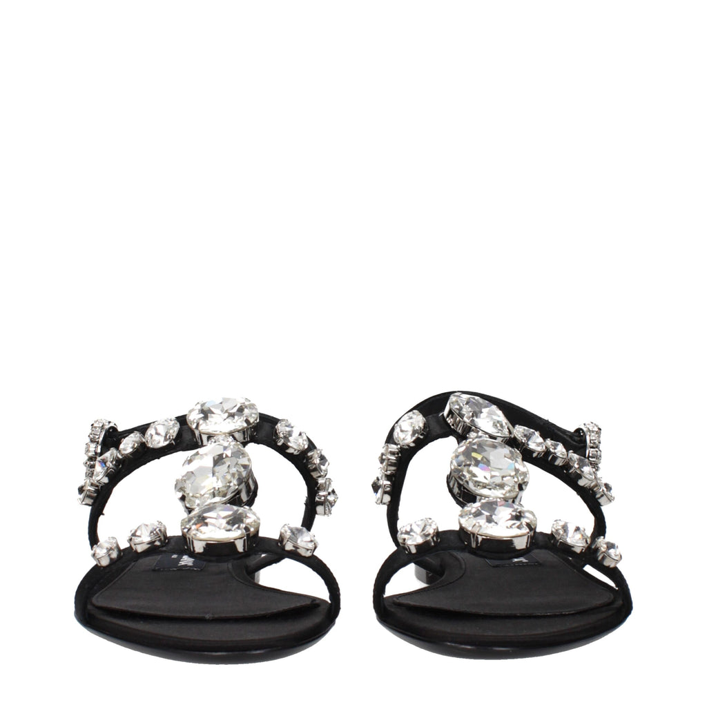 Dolce & Gabbana Schwarze Satin-Flachsandalen