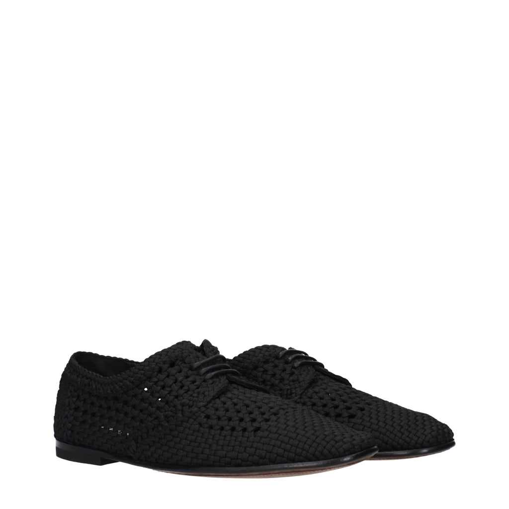 Dolce & Gabbana Schwarze Stoff-Schnürschuhe und -Derby-Schuhe