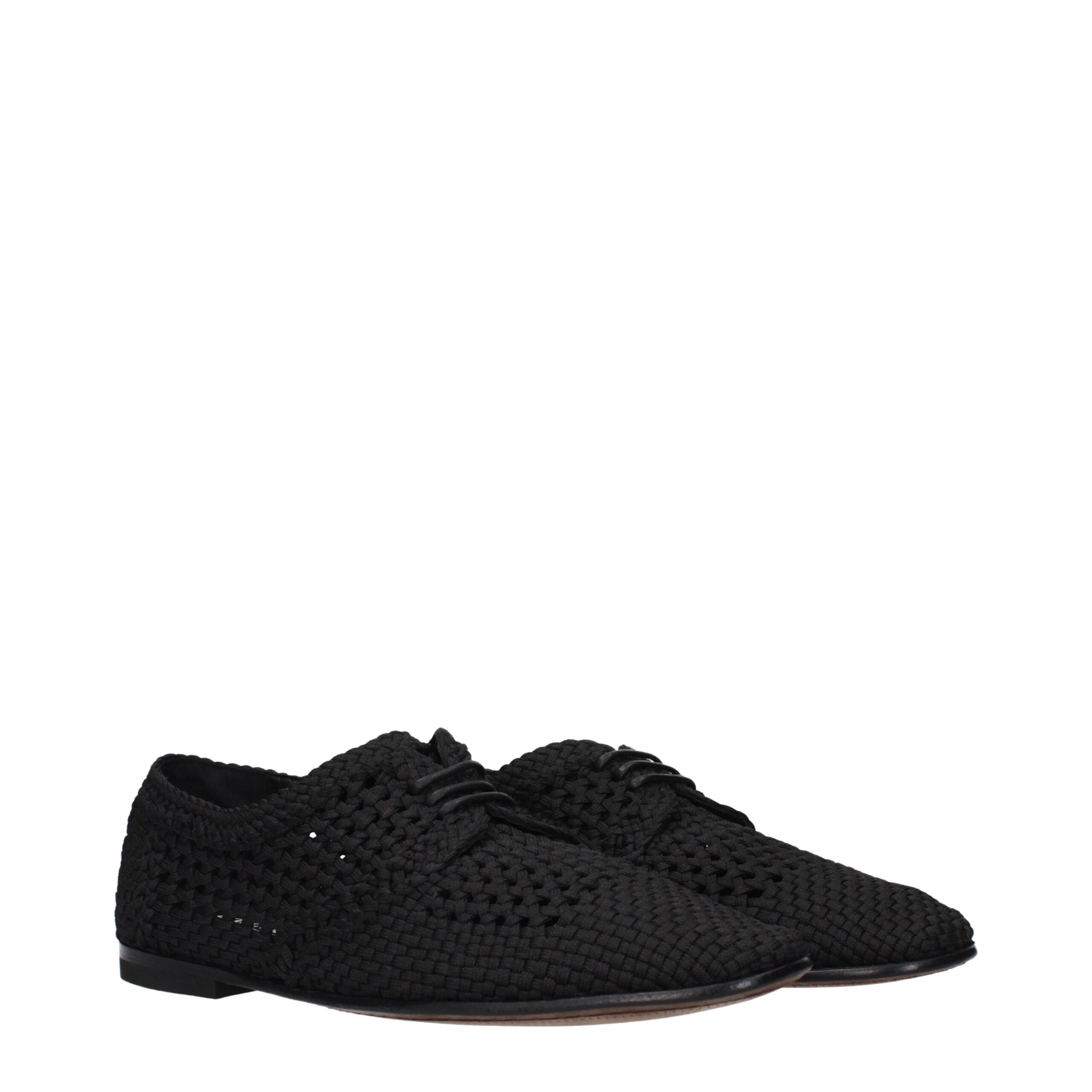 Dolce & Gabbana Schwarze Stoff-Schnürschuhe und -Derby-Schuhe