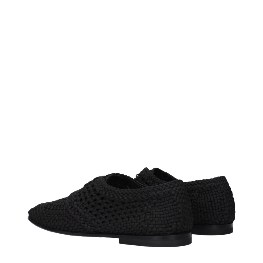 Dolce & Gabbana Schwarze Stoff-Schnürschuhe und -Derby-Schuhe