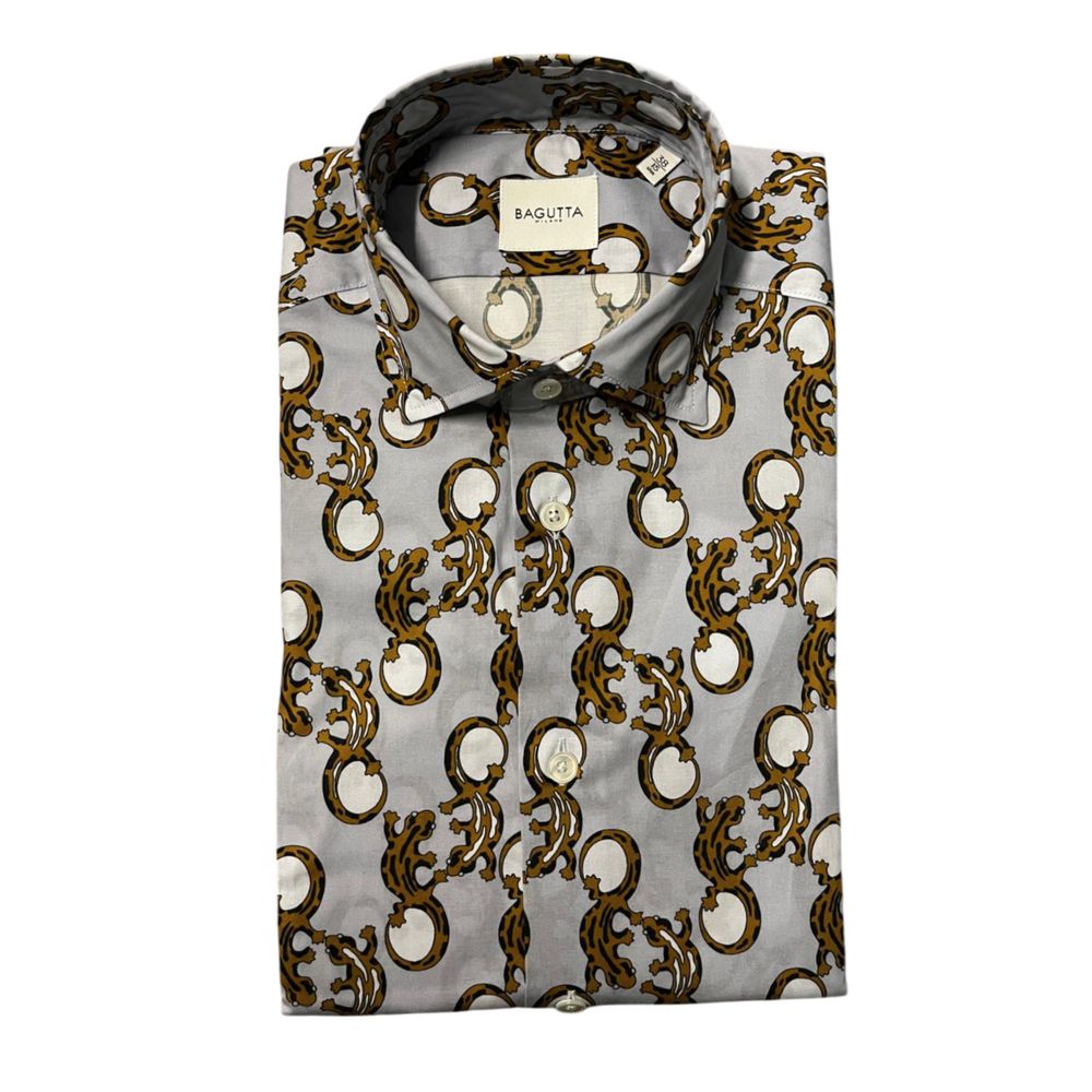 Bagutta Cotton Shirt with Fantasy Print
