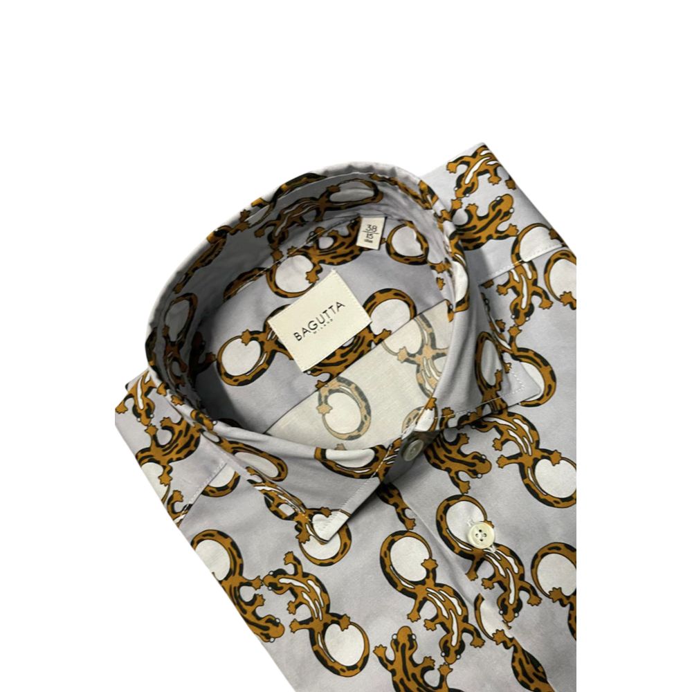Bagutta Cotton Shirt with Fantasy Print