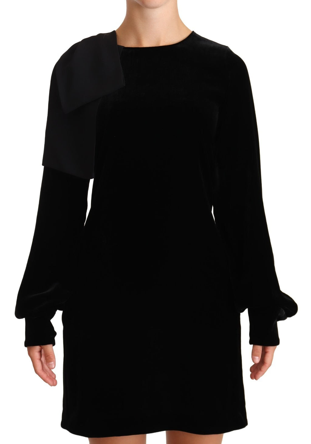 N.21 Black viscose mini dress with round neck and long sleeves