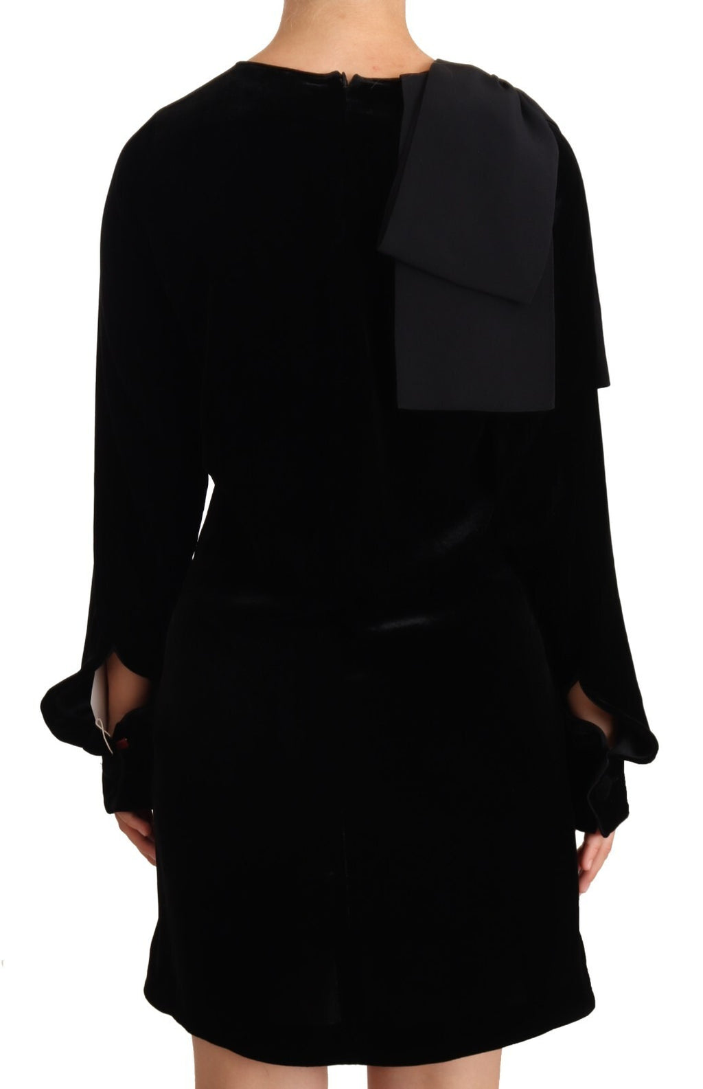 N.21 Black viscose mini dress with round neck and long sleeves