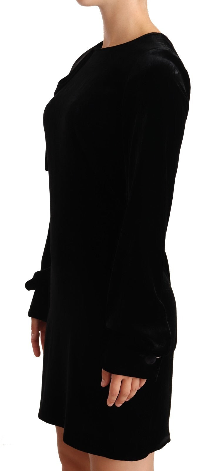 N.21 Black viscose mini dress with round neck and long sleeves