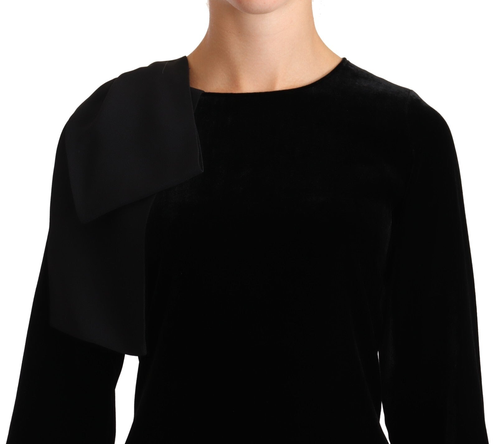 N.21 Black viscose mini dress with round neck and long sleeves