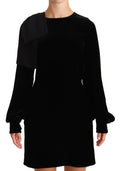 N.21 Black viscose mini dress with round neck and long sleeves