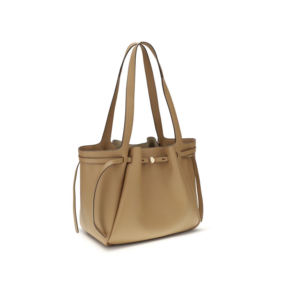 Tory Burch Beigefarbene Lederhandtasche