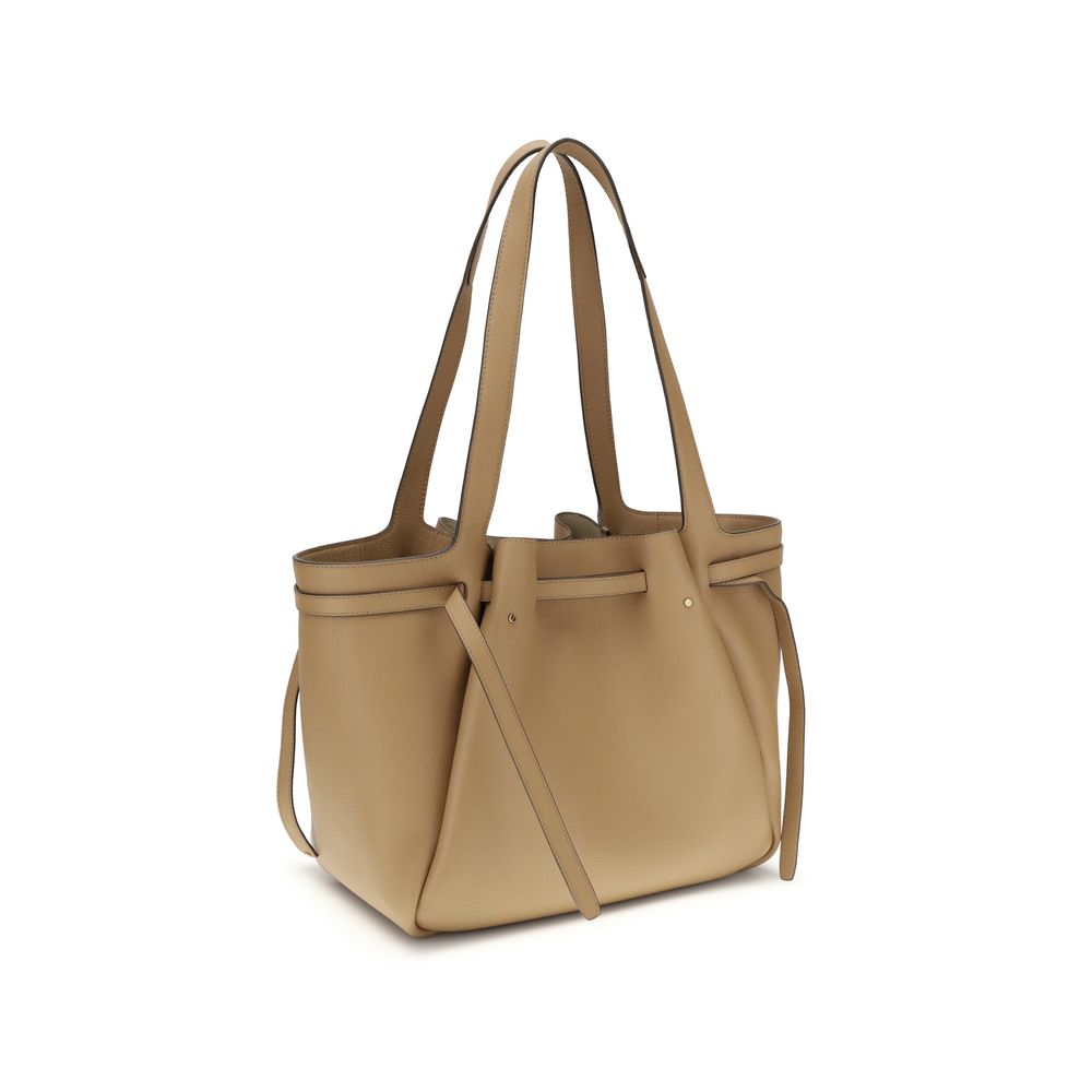 Tory Burch Beigefarbene Lederhandtasche