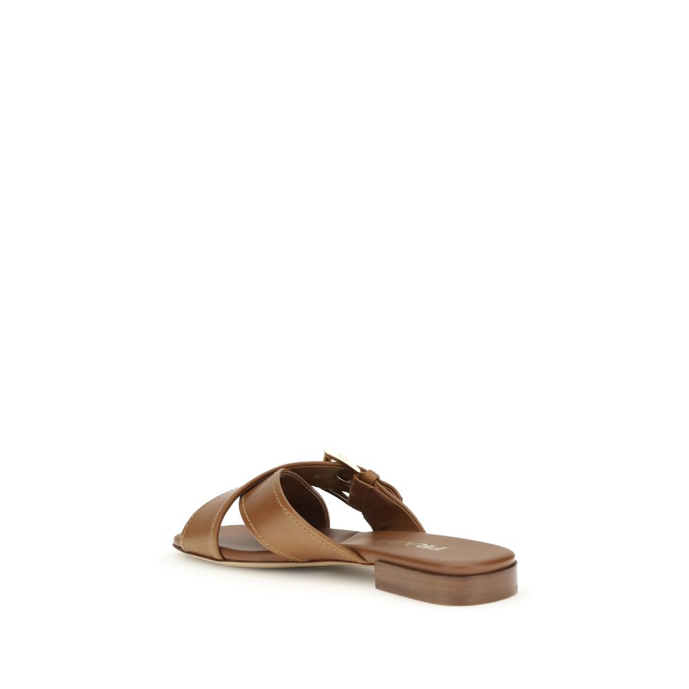 Prada Brown Calfskin Bos Taurus Sandals