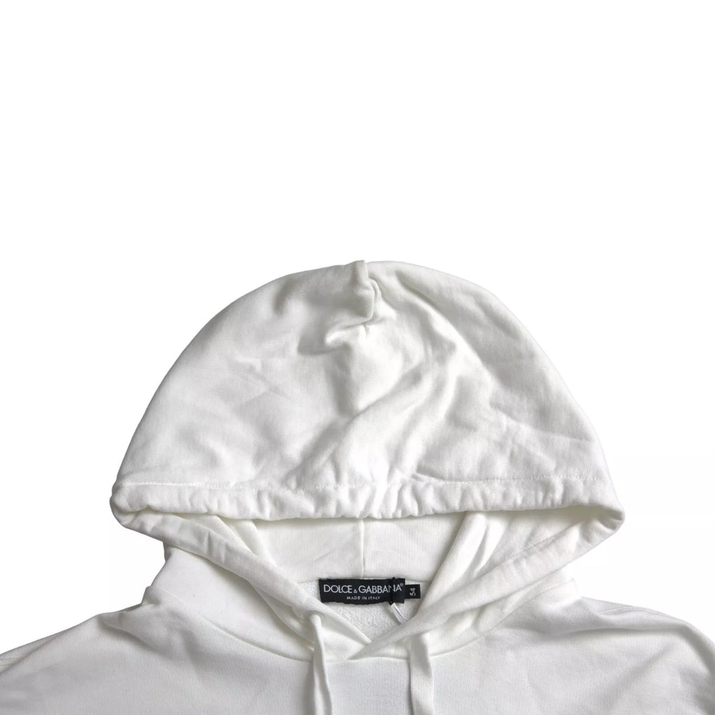 Dolce & Gabbana Weißer Baumwoll-Kapuzenpullover für Herren
