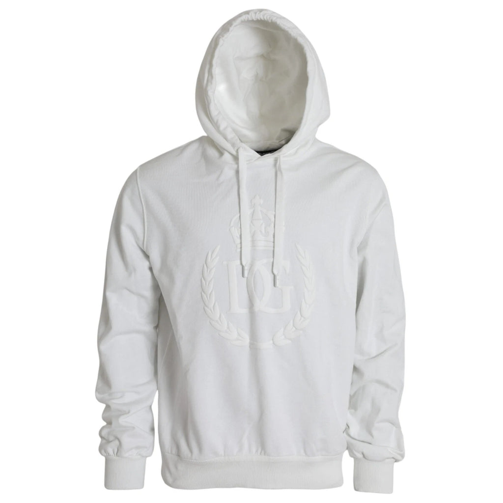 Dolce & Gabbana Weißer Baumwoll-Kapuzenpullover für Herren