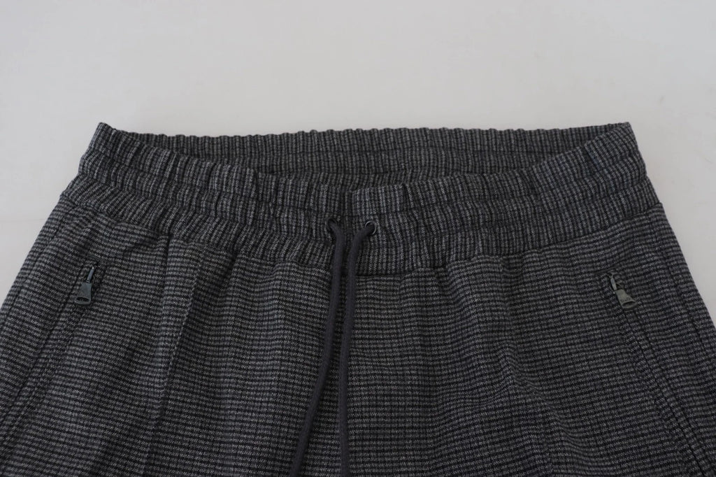 Dolce & Gabbana Gestreifte Woll-Skinny-Hose in Grau