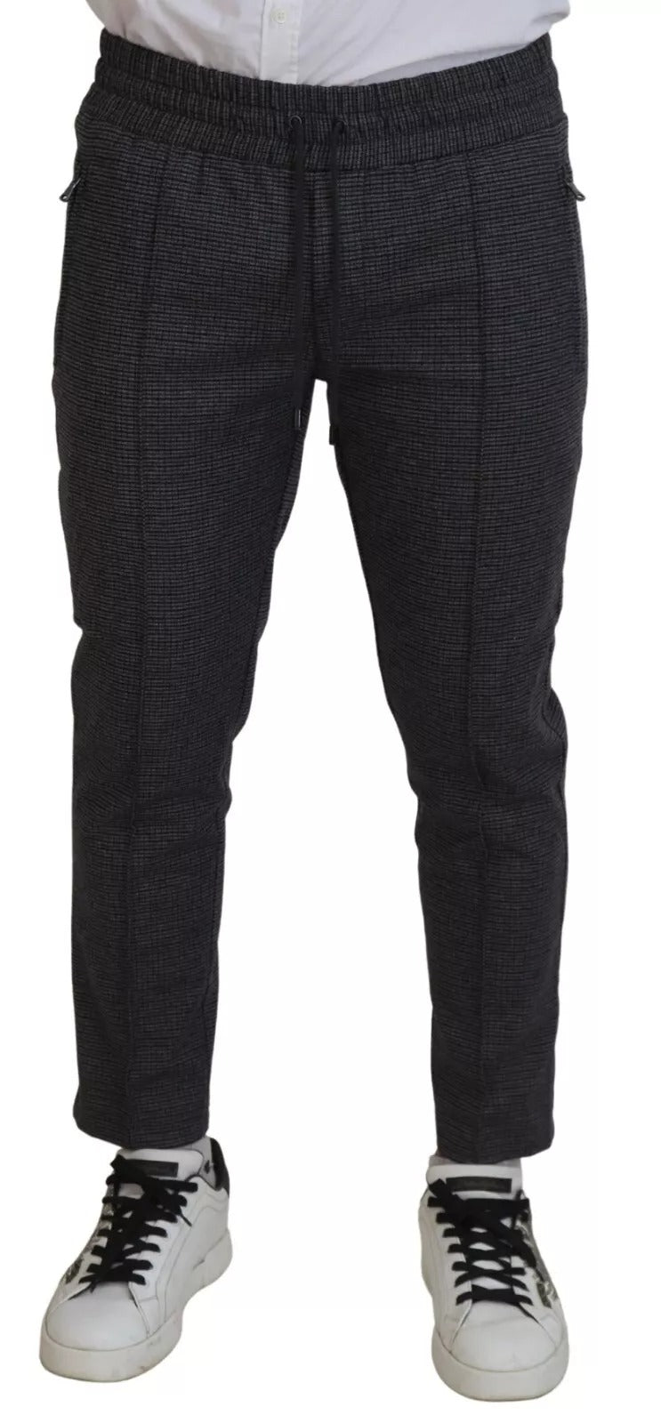 Dolce & Gabbana Gestreifte Woll-Skinny-Hose in Grau