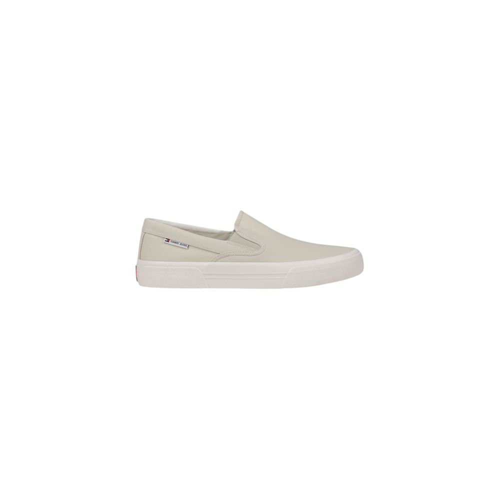 Tommy Hilfiger Beige Slip-On Loafers in Recycled Cotton Canvas