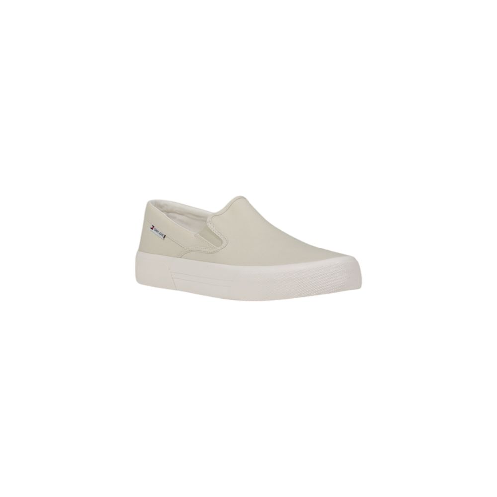Tommy Hilfiger Beige Slip-On Loafers in Recycled Cotton Canvas