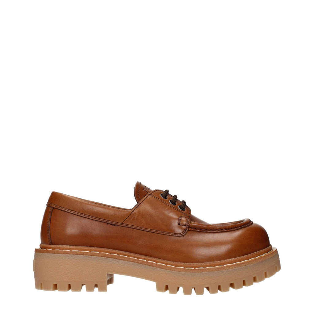 Prada Braune Leder Oxford- und Derby-Schuhe