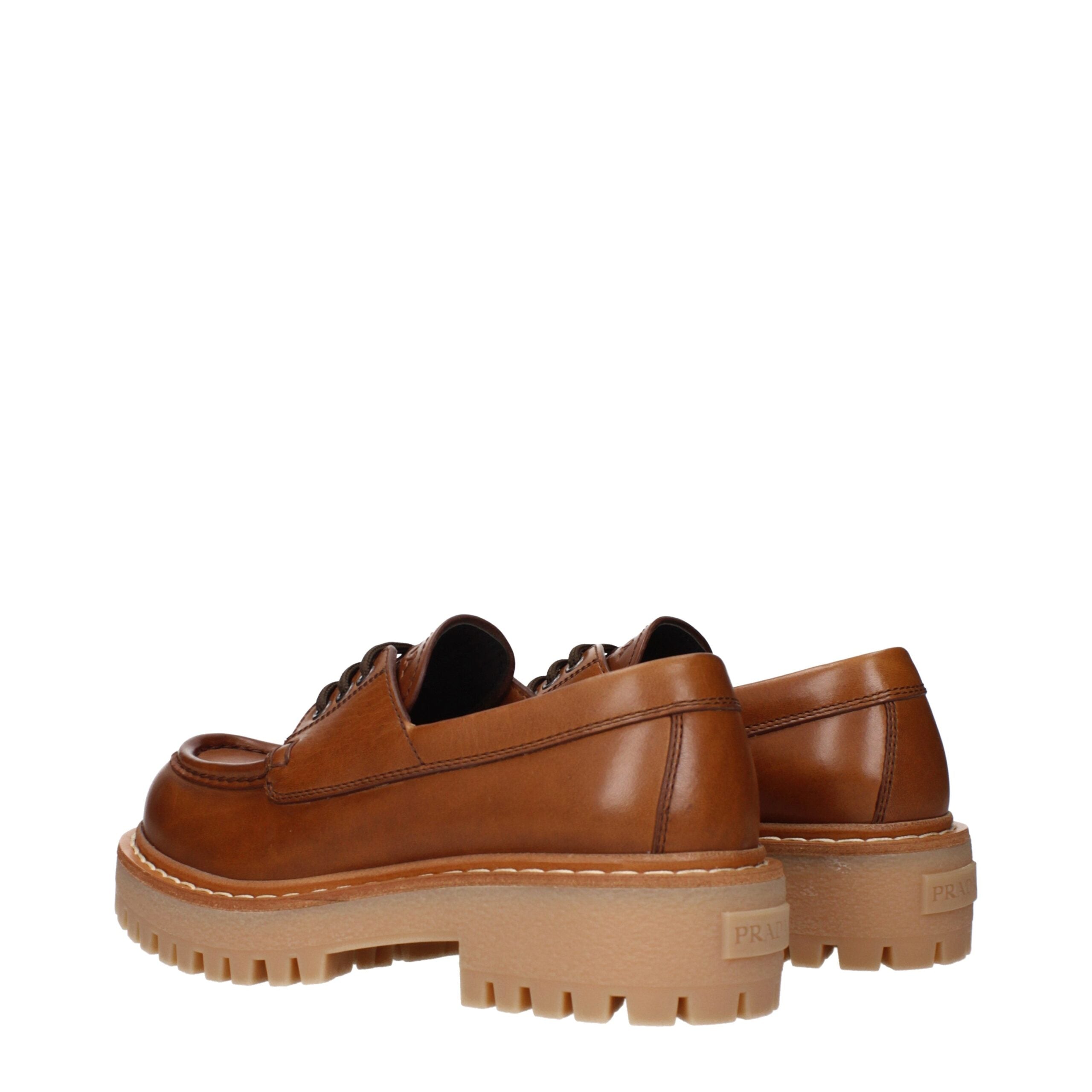 Prada Braune Leder Oxford- und Derby-Schuhe