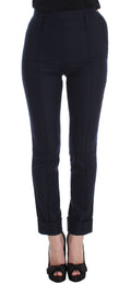 Ermanno Scervino Dark Blue Slim-Fit Trousers in Pure Virgin Wool