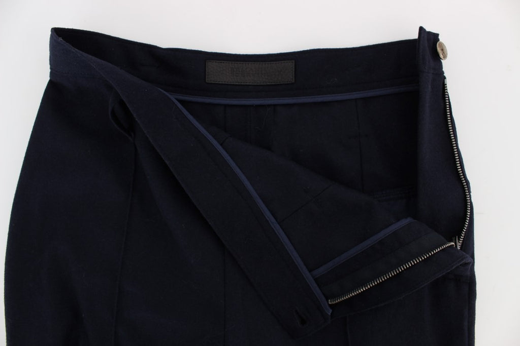 Ermanno Scervino Dark Blue Slim-Fit Trousers in Pure Virgin Wool