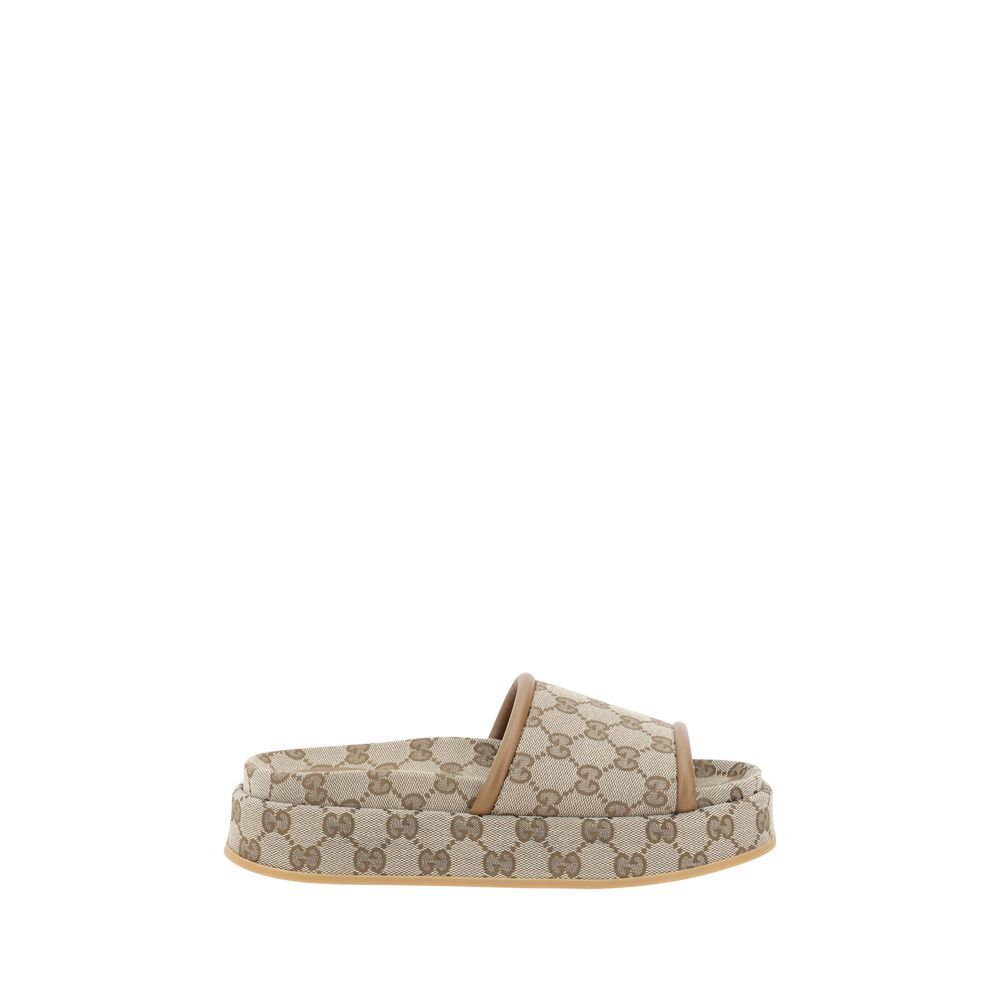Gucci Beige Polyamid-Plateau-Sandalen