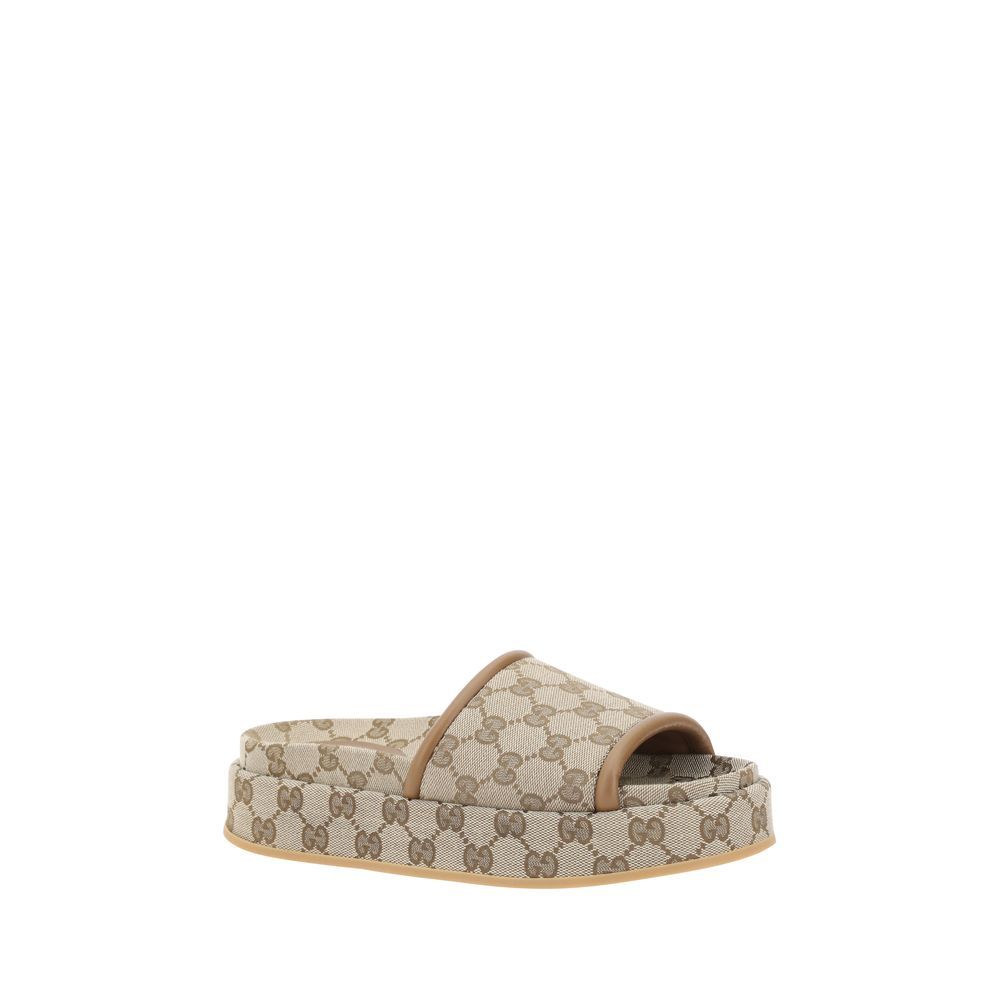 Gucci Beige Polyamid-Plateau-Sandalen