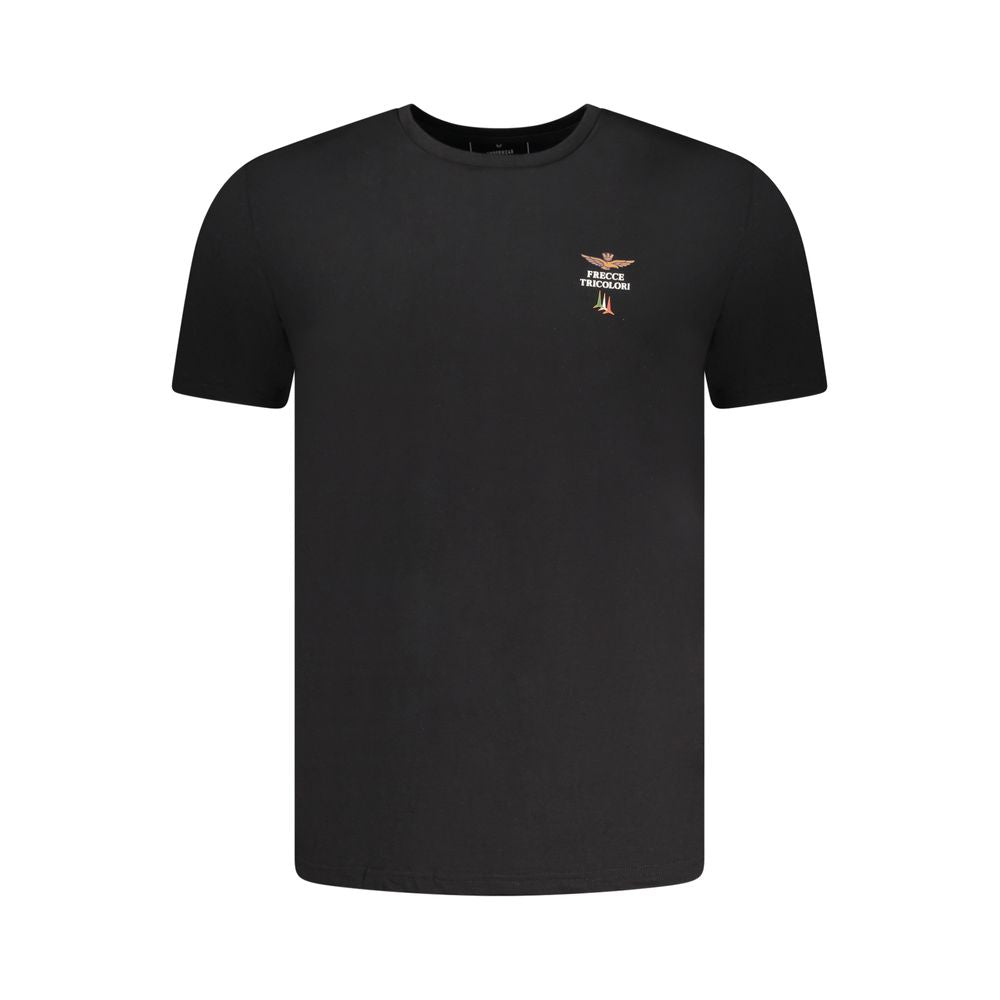 Aeronautica Militare Schwarzes Baumwoll-T-Shirt für Herren