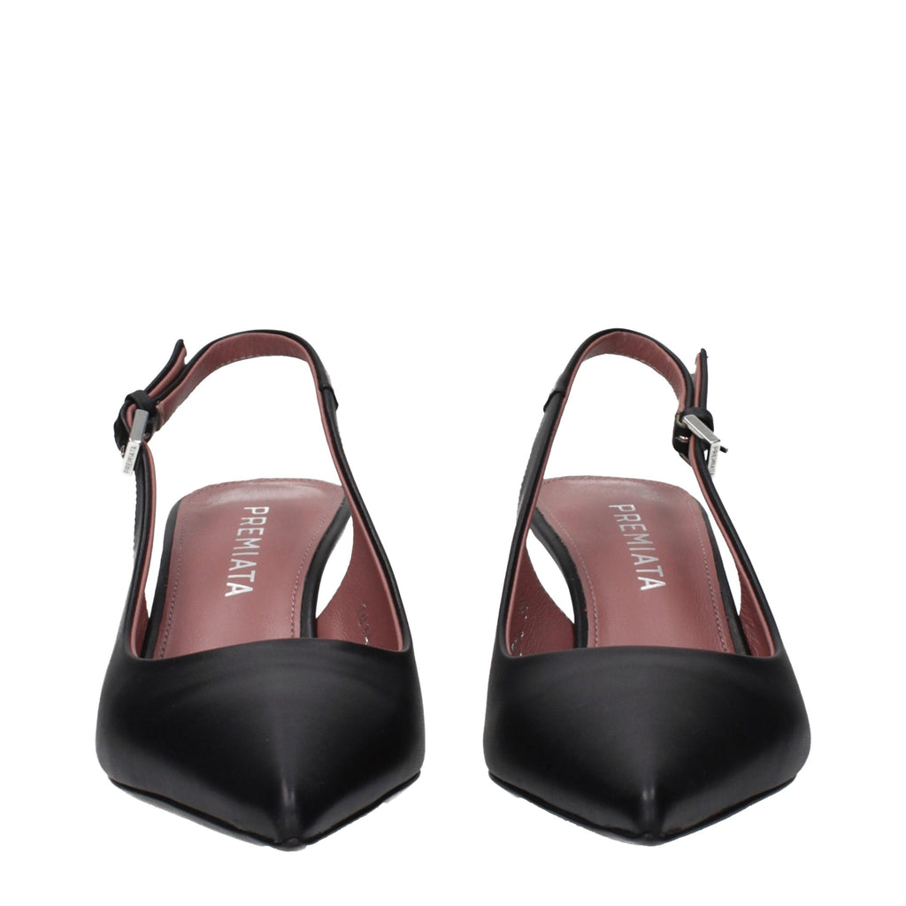 Premiata Schwarze Leder Plateau-Pumps