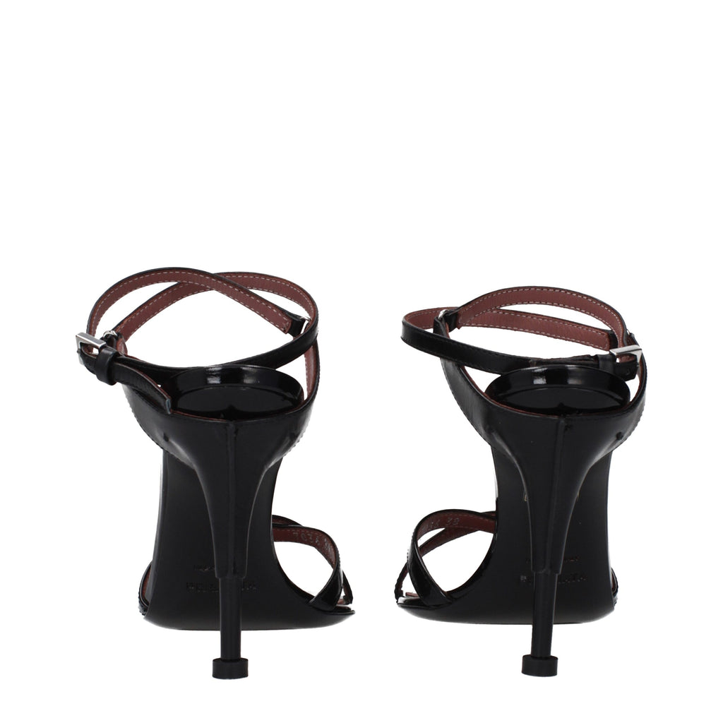 Premiata Schwarze Leder-Stiletto-Sandalen