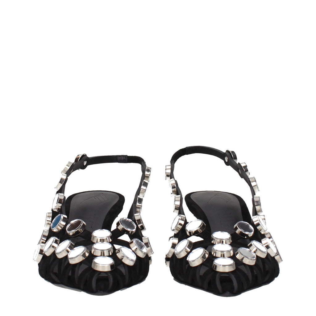 The Attico Schwarze Leder-Stiletto-Sandalen