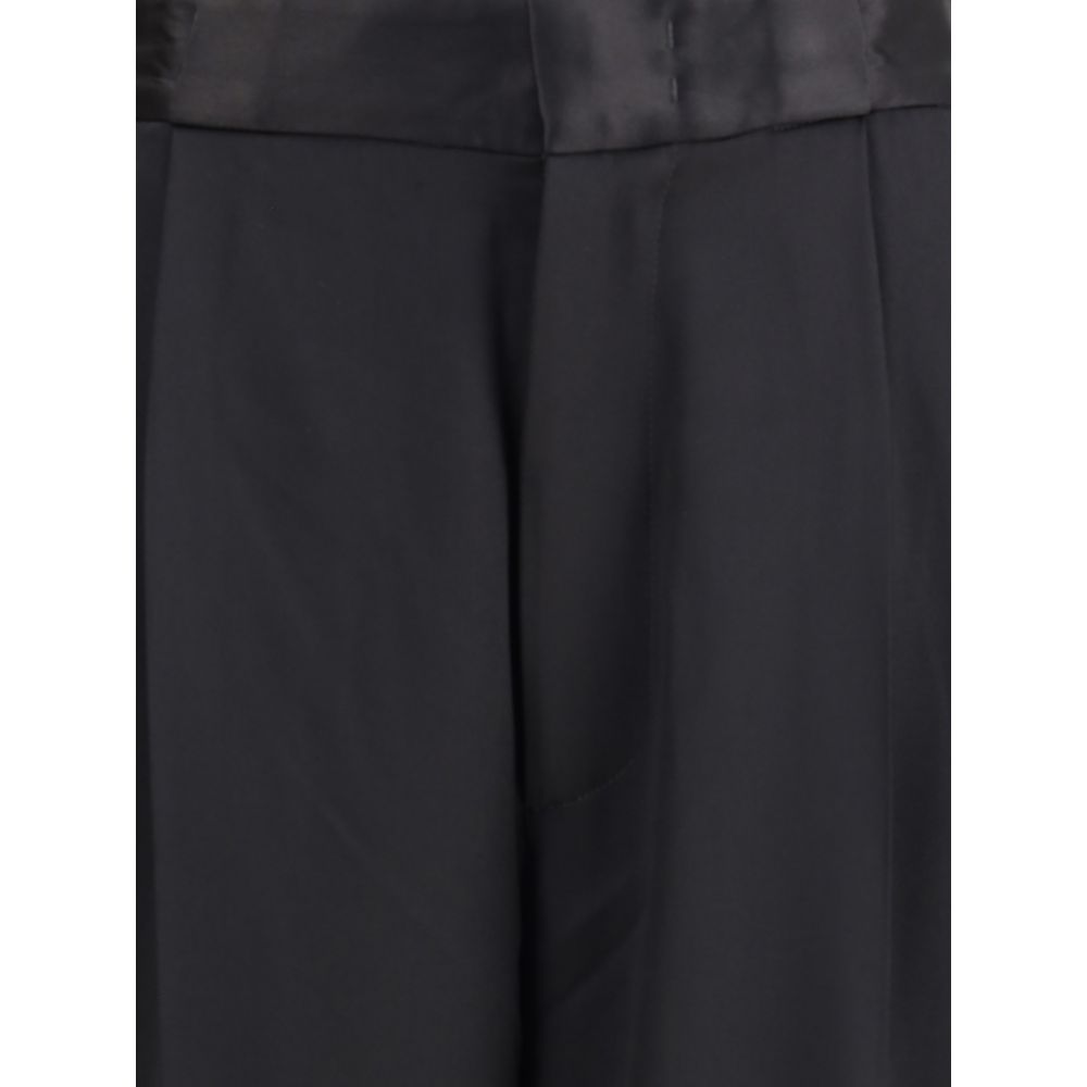 SA SU PHI Black Palazzo Silk Trousers