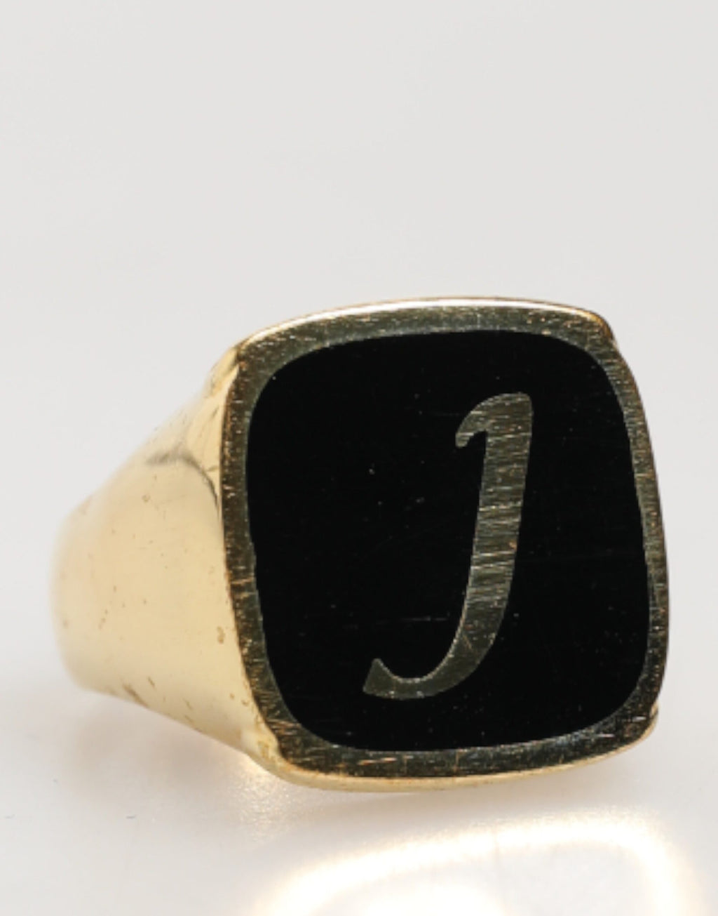 Dolce & Gabbana adjustable gold-tone ring with black enamel "J" letter