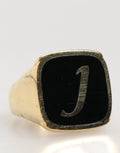 Dolce & Gabbana adjustable gold-tone ring with black enamel "J" letter