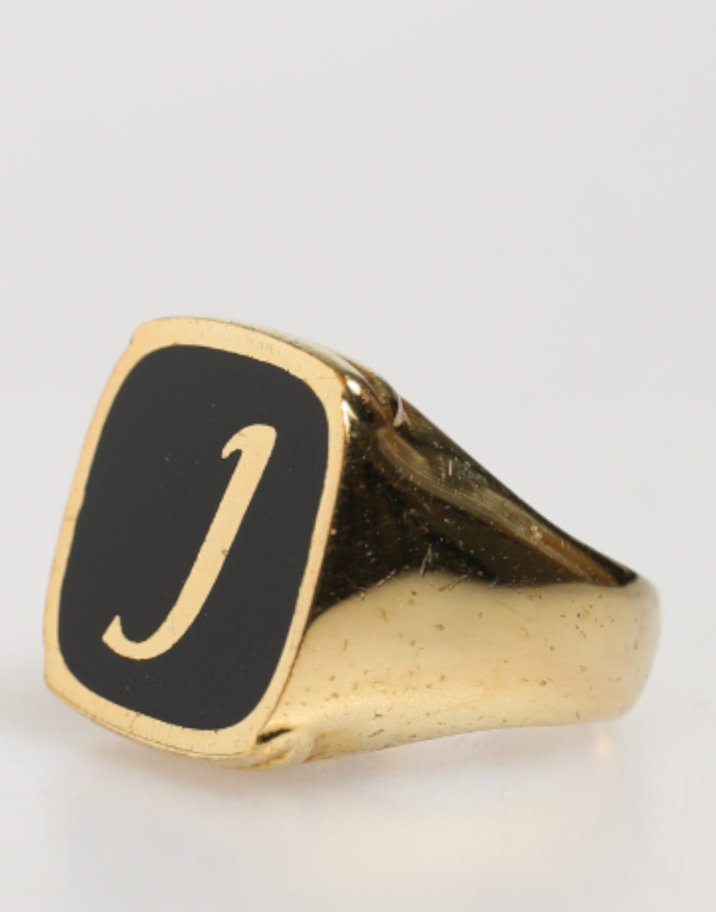 Dolce & Gabbana adjustable gold-tone ring with black enamel "J" letter