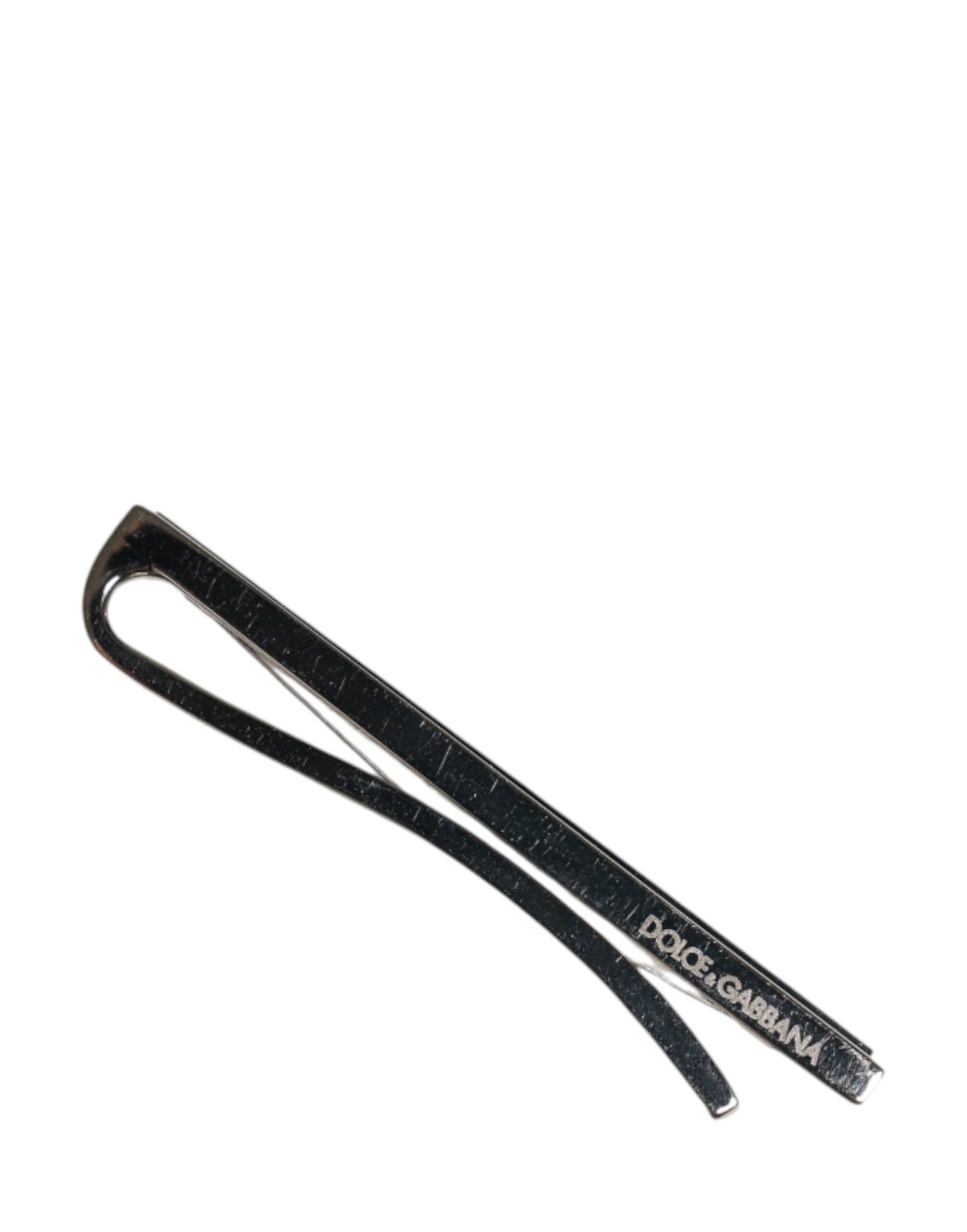 Dolce & Gabbana Silberfarbener Messing-Logo-Clip für Herren mit Markenprägung