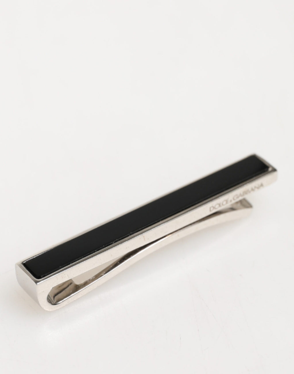 Dolce & Gabbana Silberfarbener Messing-Logo-Clip für Herren mit Markenprägung