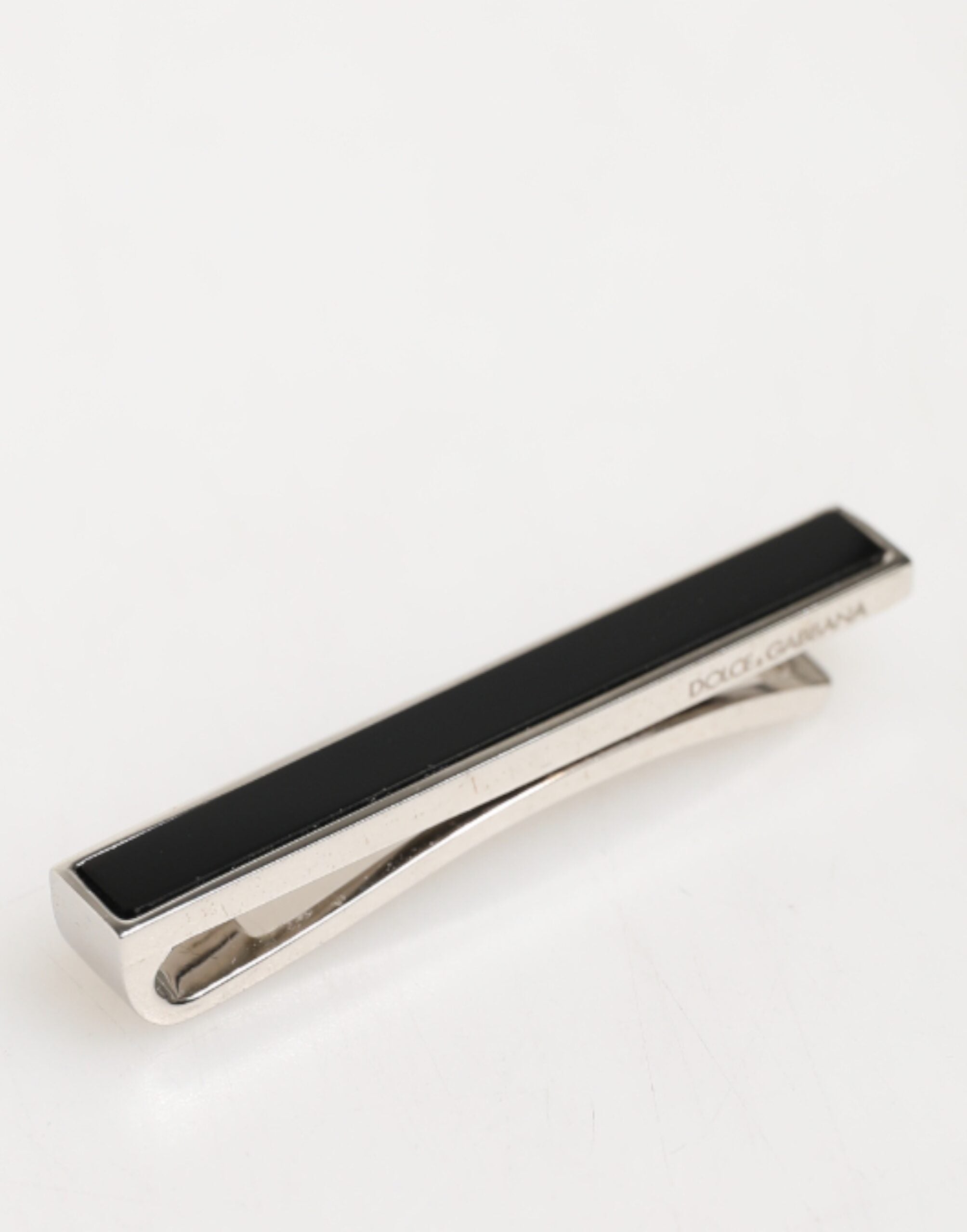 Dolce & Gabbana Silberfarbener Messing-Logo-Clip für Herren mit Markenprägung