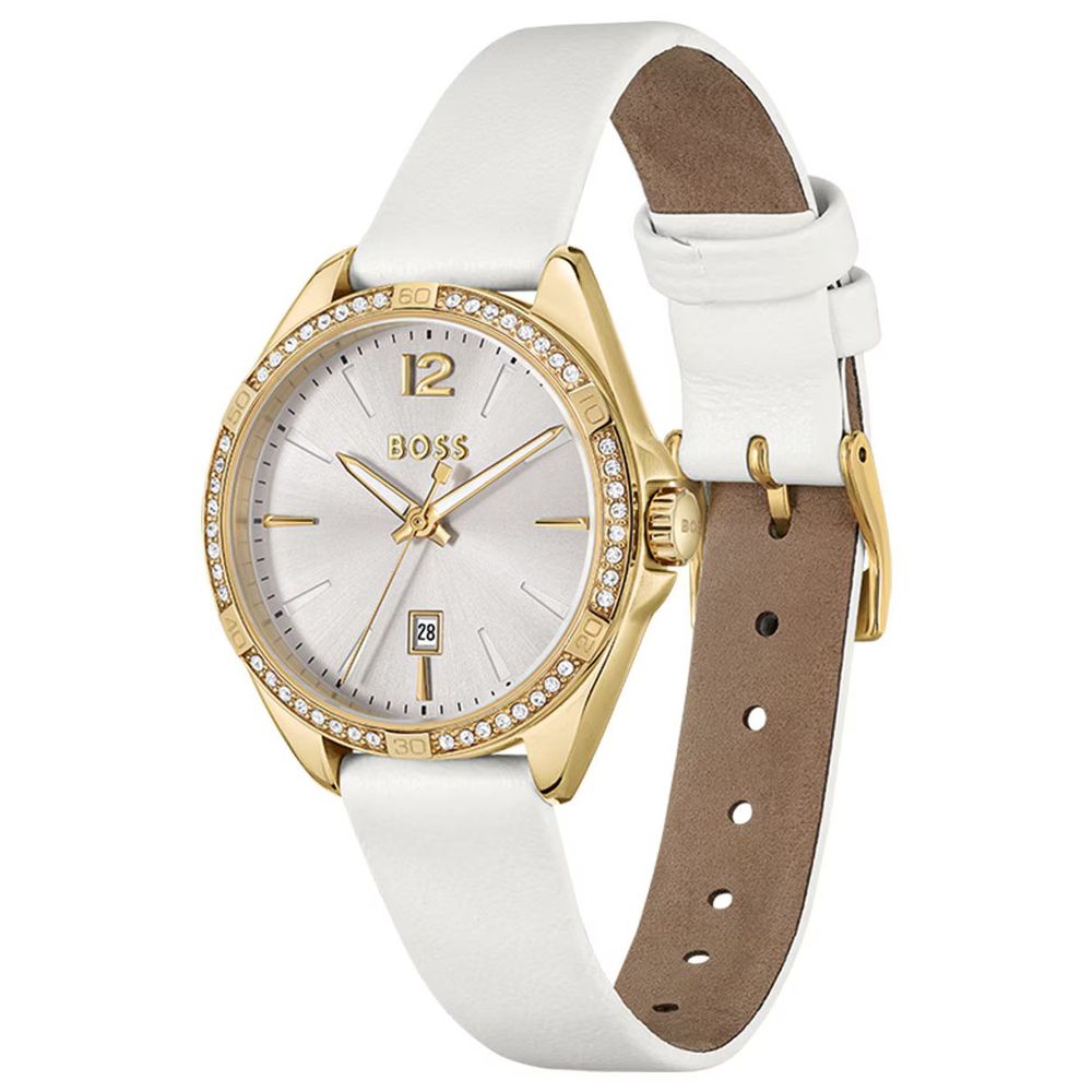 Hugo Boss Weiße Edelstahl-Armbanduhr
