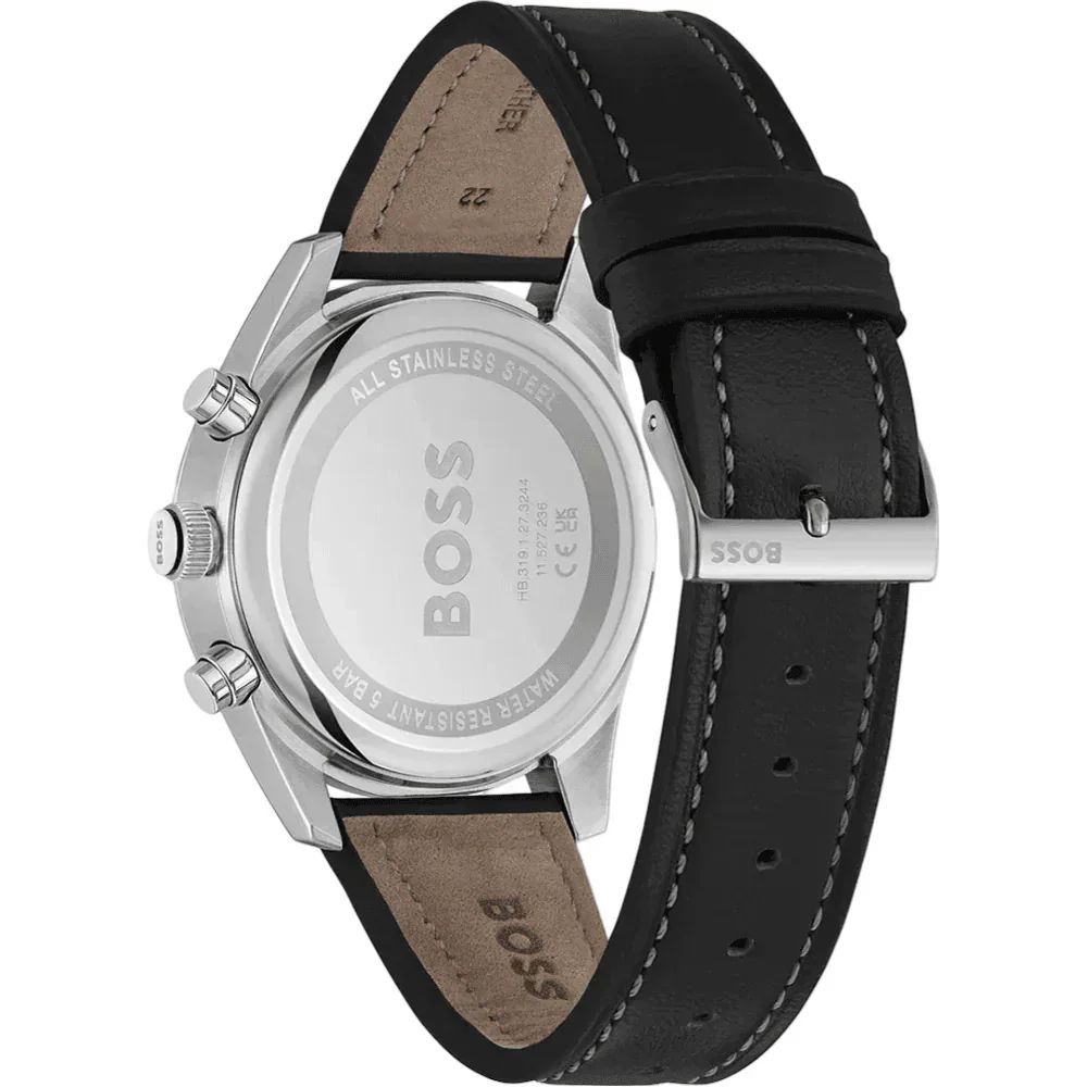 Hugo Boss Schwarze Lederkleid-Uhr