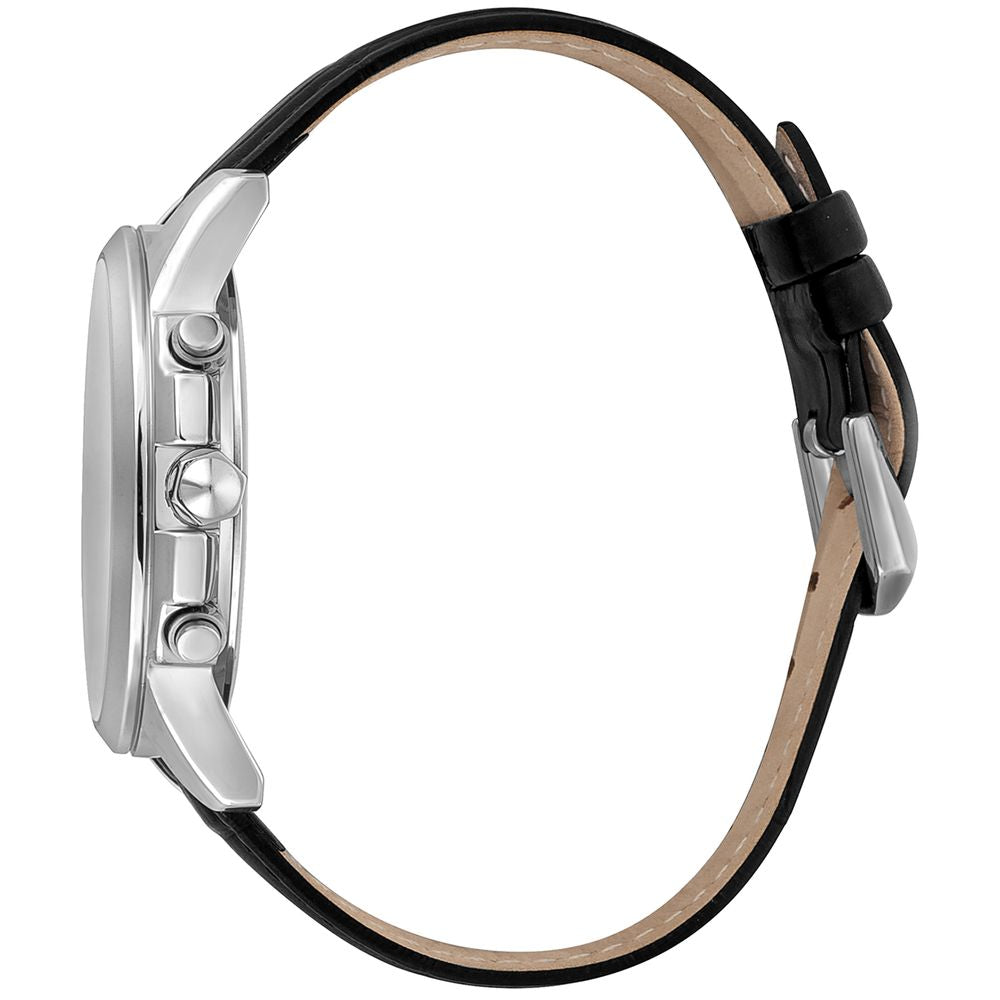 Just Cavalli Schwarze Leder-Dress-Watch
