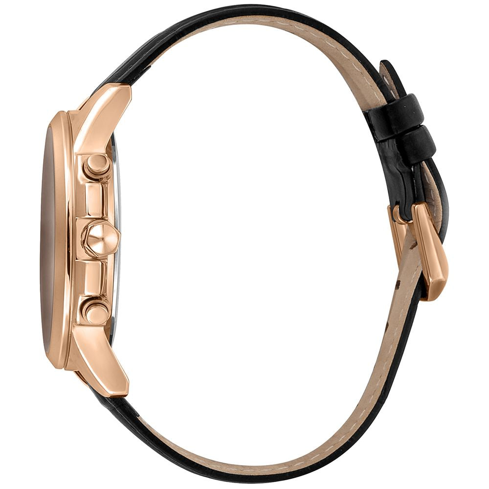 Just Cavalli Schwarze Lederarmbanduhr